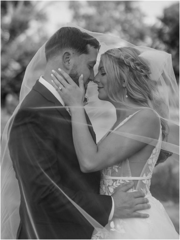 Photo of the kissing real bride and groom