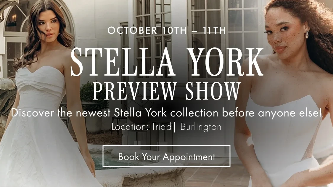 Models wearing Stella York bridal gowns, Stella York Preview Show mobile banner