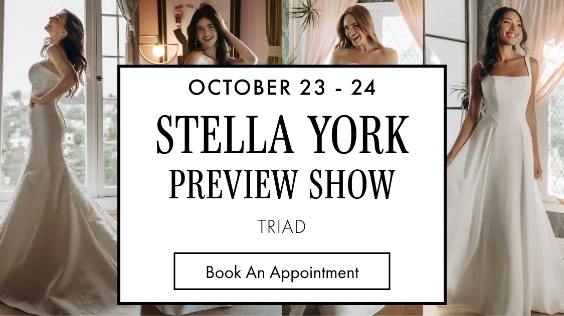 Models wearing Stella York wedding dresses, Stella York Preview Show mobile banner